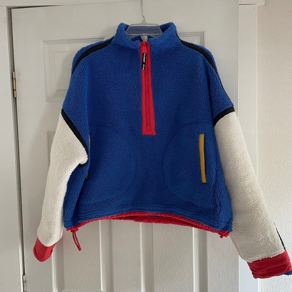 Free People Mountain High 1/2 Zip Fleece - Stellar Blue Combo